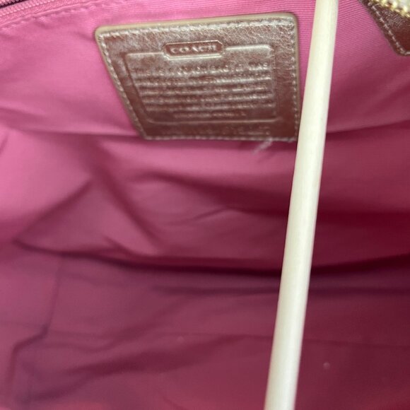 COACH SIGNATURE CANVAS DUFFLE SHOULDER LIGHT KHAKI HANDBAG F15067 PRE-OWNED - Picture 6 of 9